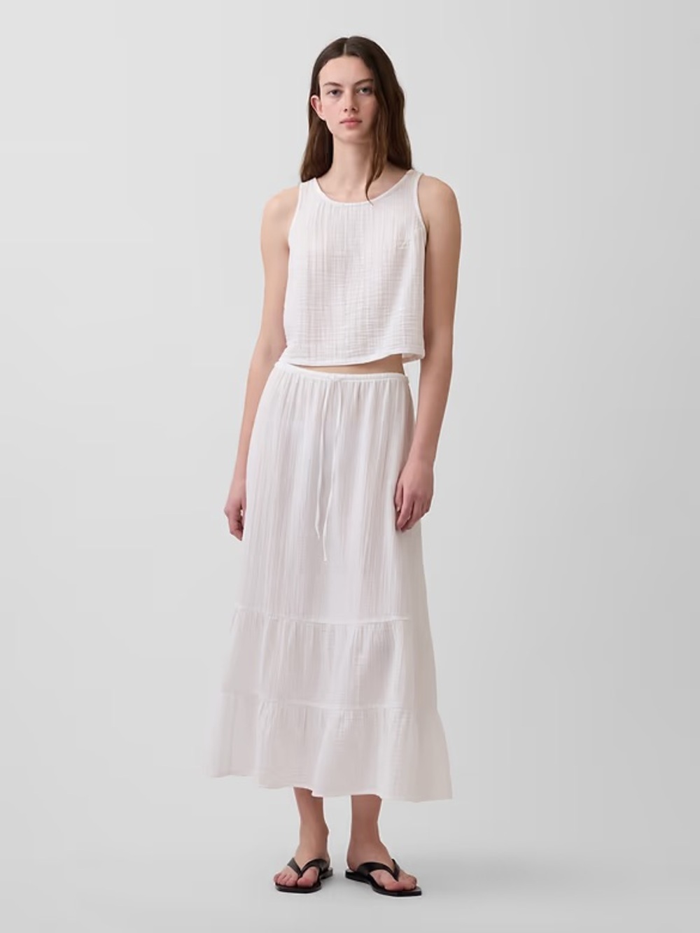 Gap Cotton Gauze Tiered Easy Maxi Skirt